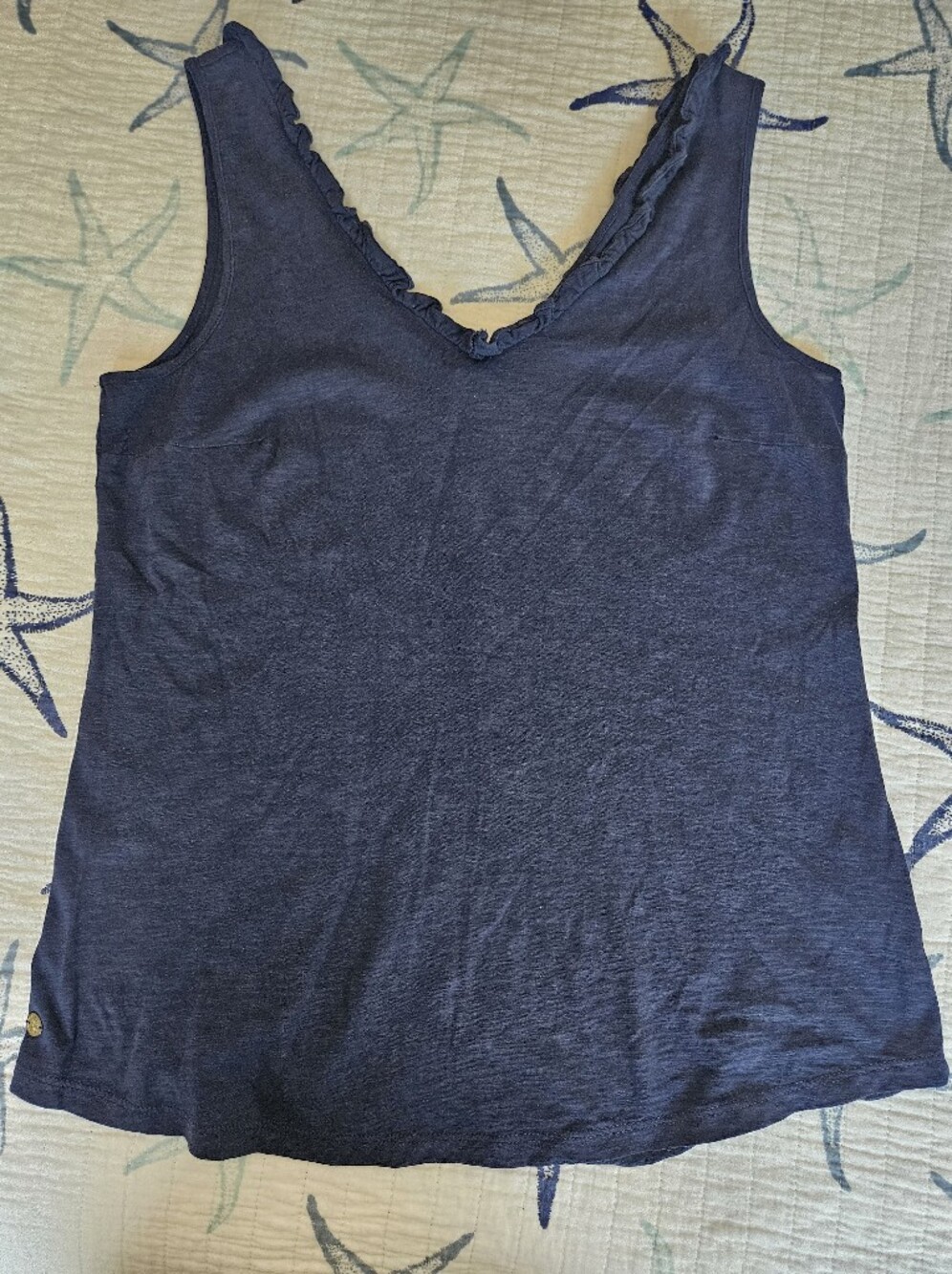 Lilly Pulitzer Navy V-Neck Ruffle Tank
